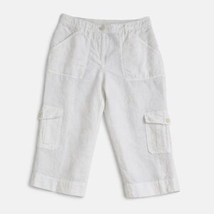 Chico’s White Linen Cargo Capri Pants 0.5 or Small Coastal Summer Lightweight